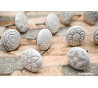 PUSHPACRAFTS 10 Vintage Look White Creame Creme Flower Mandala Design Ceramic Knobs Door Handle Cupboard Drawer Pull Dresser knobs Kitchen Cabinet pulls Ceramic Handles
