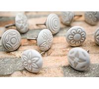 PUSHPACRAFTS 20 X Mix Vintage Look White Creame Creme Flower Ceramic Knobs Door Handle Cabinet Drawer Cupboard Pull