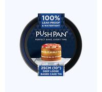 PushPan 10 Inch Deep Cake Tin | Patented Silicone Seal | Leak-Proof & Watertight Round Baking Tin | Non-Stick Low Carbon Steel | 25cm Cake Tin | Dishwasher, Oven & Freezer Safe