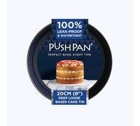 PushPan 8 Inch Deep Cake Tin | Patented Silicone Seal | Leak-Proof & Watertight Round Baking Tin | Non-Stick Low Carbon Steel | 20cm Cake Tin | Dishwasher, Oven & Freezer Safe