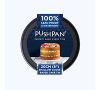 PushPan 8 Inch Shallow Cake Tins | Patented Silicone Seal | Leak-Proof & Watertight Round Baking Tins | Non-Stick Low Carbon Steel | 20cm Cake Tins | Dishwasher, Oven & Freezer Safe