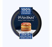 PushPan 9 Inch Shallow Cake Tins | Patented Silicone Seal | Leak-Proof & Watertight Round Baking Tins | Non-Stick Low Carbon Steel | 23cm Cake Tins | Dishwasher, Oven & Freezer Safe