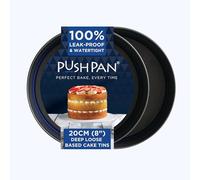 PushPan Set of 2 x 8 Inch Deep Cake Tins | Patented Silicone Seal | Leak-Proof & Watertight Round Baking Tin | Non-Stick Low Carbon Steel | 20cm Cake Tin | Dishwasher, Oven & Freezer Safe
