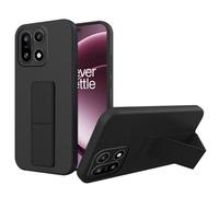 Pusiikeer Compatible for Oneplus 15 5G Phone Case with Folding Kickstand | Multi-Functional Magnetic Hide Telescopic Stand Silicone Silicone TPU Slim Fit Protective Cover Case, Black