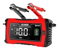 PUSLAKO 10A Battery Charger 12V 24V Fully-Automatic Smart Car Battery Charger, Battery Maintainer, Trickle Charger, and Battery Desulfator with Temperature Compensation