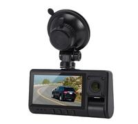 PUSOKEI 3 Channel Dash Cam, Front Rear Inside 1080P HD Car Camera with 3 Inch Screen, Motion Detection, Wide Angle Lens, Night, WiFi, for Driving Recorder DVR