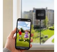 PUSOKEI 3MP 2K Window Camera with Time Display, 2.4GHz & 5GHz WiFi and Bluetooth Indoor Cameras for Home Security, Easy & Quick Install (Black)