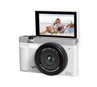 PUSOKEI 4K Digital Camera for Photography, 75MP Compact WiFi Vlogging Camera with Flip Screen, 18X Zoom, for Photo Video Recording (White)