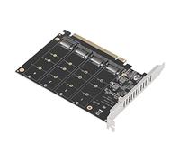 PUSOKEI 4x32Gbps PCIE X16 4 Port Expansion Card, M.2 NVME SSD to PCIE X16 Soft Raid Card, PH44 Desktop PC with Individual LED Indicator Controller Expansion Card for