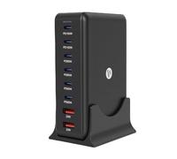 PUSOKEI 500W GaN USB C Charging Station, 8 Port Desktop Charging Block with 6 USBC & 2 USBA Ports, Wall Char ger Power Strip Adapter Plug for Phone Tablet Headphone (Black)