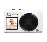 PUSOKEI 5K 80MP WiFi Digital Camera, Vlogging Camera with Front & Rear Dual Lens, 18X Zoom, 2.8" UHD Screen, Auto Focus, Fill Light, for Teens Kids Beginners Travel Vlogging (White)