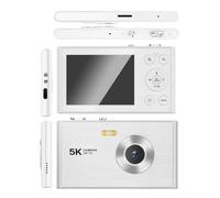 PUSOKEI 5K Digital Camera, 72MP UHD Portable Vlogging Cameras for Photography and Video, Slim & Lightweight, Autofocus, 16X Zoom, 2.8 Inch Screen with Flash (Silver)