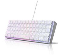 PUSOKEI 60% Gaming Keyboard, 61 Keys USB Wired Mechanical Feel Keyboard with RGB Backlit, 25 Keys No Conflict, N Key Rollover, Membrane for Working Gaming (White)
