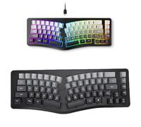 PUSOKEI 69 Key Gaming Keyboard, V Shape Ergonomic Mechanical Feel USB Wired Keyboard with Backlit 7 Colors, 166 Angle and Split Key Layout, Plug and Play for Laptop PC