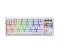 PUSOKEI 75% Wired RGB Gaming Keyboard, 78 Keys Compact Gasket Mechanical Keyboard with Hot-Swap Red Switches, 6 LCD Programmable Keys, Quiet and Ergonomic (White)