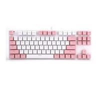 PUSOKEI 87 Key Mechanical Gaming Keybaord, Desktop Laptop 87 Key Mixed Light Computer Drive Free Gaming Mechanical Ergonomics Blue Shaft Keyboard (White Pink)