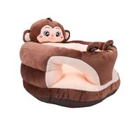 PUSOKEI Baby Chair, Baby Learning to Sit Chair with Backrest Plush Sofa, Sitting Up Support Sofa for Home Living Room, Cute Cartoon Seat for Infant (Brown Monkey)