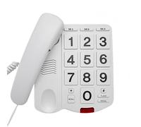 PUSOKEI Big Button Phone for Seniors, One Touch Dialling, Corded Landline Telephone with Loud Volume, Redial, Recall, Flash, 3 Memory Speed Dial Buttons (White)