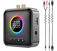 PUSOKEI Bluetooth 6.0 Transmitter Receiver for TV, 3 in 1 Bluetooth Adapter HiFi Audio Receiver FM Transmitter for Home Stereo, LED Display, 3.5mm AUX, Supports USB Flash Drive