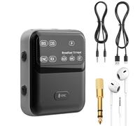 PUSOKEI Bluetooth 6.0 Transmitter Receiver, Support AUX MIC Broadcast TX Input, ENC Noise Reduction & Mute, for Classes Guided Tours 3.5mm