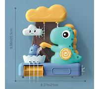 PUSOKEI Dinosaur Waterfall Bath Toys for Kids; Safe ABS Material, Rotating Gears, Basic Early Education, Suitable for Boys and Girls (Coffee)