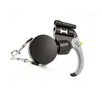 PUSOKEI Dual Retractable Dog Leash with Poop Bag Holder | LED Light One Handed Brake for Two Dogs Outdoor Walking (Black)