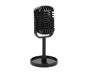 PUSOKEI Durable Fake Microphone Prop Plastic Material Children's Toys Very Realistic Design for Decorations (Black)