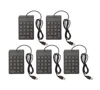 PUSOKEI Ergonomic Wired Number Pad, USB Plug and Play Numeric Keypad, 18 Keys for PC Laptop Desktop with 4.2ft Cable, Portable and Quiet Typing, Suitable for Banks and Business (5 Pcs)