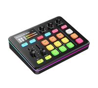 PUSOKEI Gaming Audio Mixer, RGB Live Sound Card Board with XLR Microphone Interface, Bluetooth, 48V Power, Voice Changer for Live Streaming, Podcasting