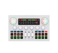 PUSOKEI Live Sound Card Audio Mixer, Bluetooth Voice Changer (White)