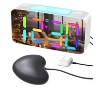 PUSOKEI Loud Vibrating Alarm Clock with Bed Shaker & RGB Night Light, Digital Alarm Clock with 7 Inch Large Mirror Display, 15-Color Modes, 3 Alarms, for Deep Sleepers, Seniors (White)