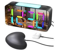 PUSOKEI Loud Vibrating Alarm Clock with Bed Shaker & RGB Night Light, Digital Alarm Clock with 7 Inch Large Mirror Display, 15-Color Modes, 3 Alarms, for Deep Sleepers, Seniors (Black)