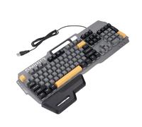 PUSOKEI Mechanical Feeling Keyboard, 104 Keys RGB Backlit Wired Gaming Keyboard with Wrist Rest and Water Proof Design, for PC Computer, Typing and Gaming (Gray)