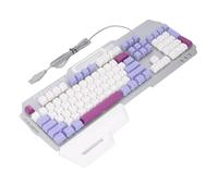 PUSOKEI Mechanical Feeling Keyboard, 104 Keys RGB Backlit Wired Gaming Keyboard with Wrist Rest and Water Proof Design, for PC Computer, Typing and Gaming (Purple)