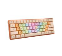 PUSOKEI Mechanical Gaming Keyboard,RGB 61 Keys Ultra Slim LED Backlit USB Wired Keyboard,Film Shaft,Durable ABS Keycaps Mechanical Keyboard for IBM PC,for Win98SE,Me,2000,XP,Win7/10 (Apricot)