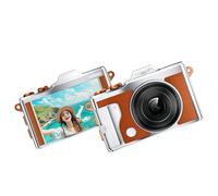 PUSOKEI Mini Digital Camera, 4K Video & 48MP Photo, Auto Loop Recording, Built in LED Flash, Vintage Style Small Thumb Sized Camcorder for Travel (Brown)