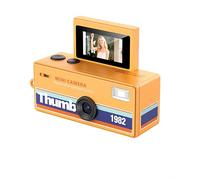 PUSOKEI Mini Keychain Camera with 0.96 Inch Flip Screen, Built in Flash, 130° Wide Angle, 1080P HD Tiny Vintage Digital Camera for Beginners Teens and Adults (Orange)