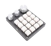 PUSOKEI Mini Macro Mechanical Gaming Keyboard, 16 Keys Wired Programmable Keypad with 3 Knobs, One Handed Custom Keyboard with LED Light, Red Switch, for Wins & OS X (White)