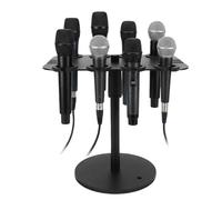PUSOKEI Multi Microphone Holder for Wired and Wireless Mics, Organizes Up to 8 Mics, Multi Microphone Holder Cable Hanger & Organizer with Stand for Organizer & Display