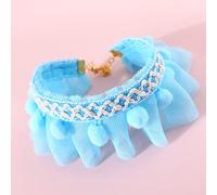 PUSOKEI Pet Lace Necklace Brilliant Colors Adjustable Chinoiserie Cat Collar for Small Pets Organza Material (S(20-25cm))