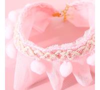 PUSOKEI Pet Lace Necklace Brilliant Colors Adjustable Chinoiserie Cat Collar for Small Pets Organza Material (S(20-25cm))