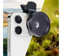 PUSOKEI Phone Camera Lens, 0.45X Super Wide Angle & 12.5X Macro 2 in 1 Cell Phone Clip-on Lens Kit, Professional Attachment with Clip for Most Smartphone