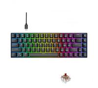 PUSOKEI Portable 60% Mechanical Gaming Keyboard, Compact 68 Keys Mini Wired Office Keyboard with Tea Switch, Multi Color RGB LED Backlit