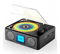 PUSOKEI Portable CD Player with FM Radio, Bluetooth Desktop CD Player with Remote Control, Built in Speakers and LED Display, Sleep Timer, USB Driver & Memory Card Play