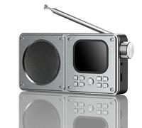 PUSOKEI Portable FM Radio with Bluetooth Speaker & TF Card MP3 Player, Rechargeable Mini Radio with 2.01 Inch Screen, Bass Enhanced, Support Voice Recording, for Indoor Outdoor (No Memory)
