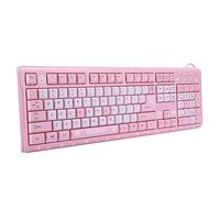 PUSOKEI QWERTY Computer Keyboard with 104 Keys, 51.2in Cable USB Wired Mechanical Keyboard, UltraThin Cute Cartoon Universal Keyboard for Home Office Laptop (Pink)