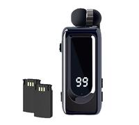 PUSOKEI Retractable Wireless Headset, Lavalier Headphone Bluetooth 5.4 with Retractable Cables, ENC Microphone, LED Power Display for Business Driving (Black)