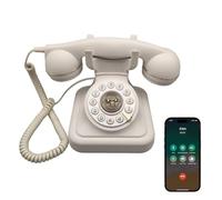 PUSOKEI Retro Bluetooth Landline Phone with Classic Handset and Speakerphone, Cordless Bluetooth Home Desk Telephone for HandsFree Calling & Music Playback (White)