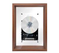 PUSOKEI Retro Music Photo Frame CD Player, Bluetooth 5.0 & AUX, Digital Display & Remote, Transparent Industrial Art Decor for Wall & Desk, Requires External Speaker