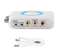 PUSOKEI RF Modulator HDMI RCA to RF Converter, NTSC PAL TV CATV Modulator, HD Input A/V F Female RF Output VHF Demodulator Converter for Home CATV System